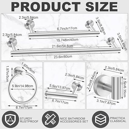 Miniatura 2 de Gisafai Juego de accesorios de baño de 15 piezas, toalla cepillada de 23.6 pulgadas, soporte para papel higiénico, gancho para toalla, toalla, juego