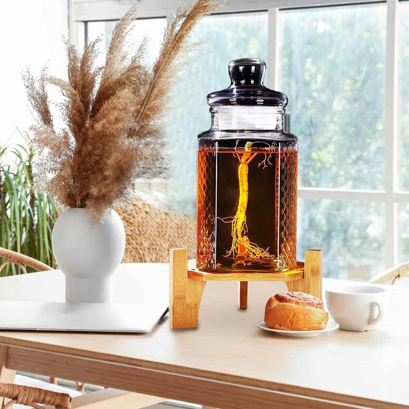 Supporto per dispenser per bevande, supporto per dispenser per bevande | Supporto per dispenser di bevande in legno - Supporto per brocca d'acqua Supporto per bottiglia Supporto per bottiglia d'acqua