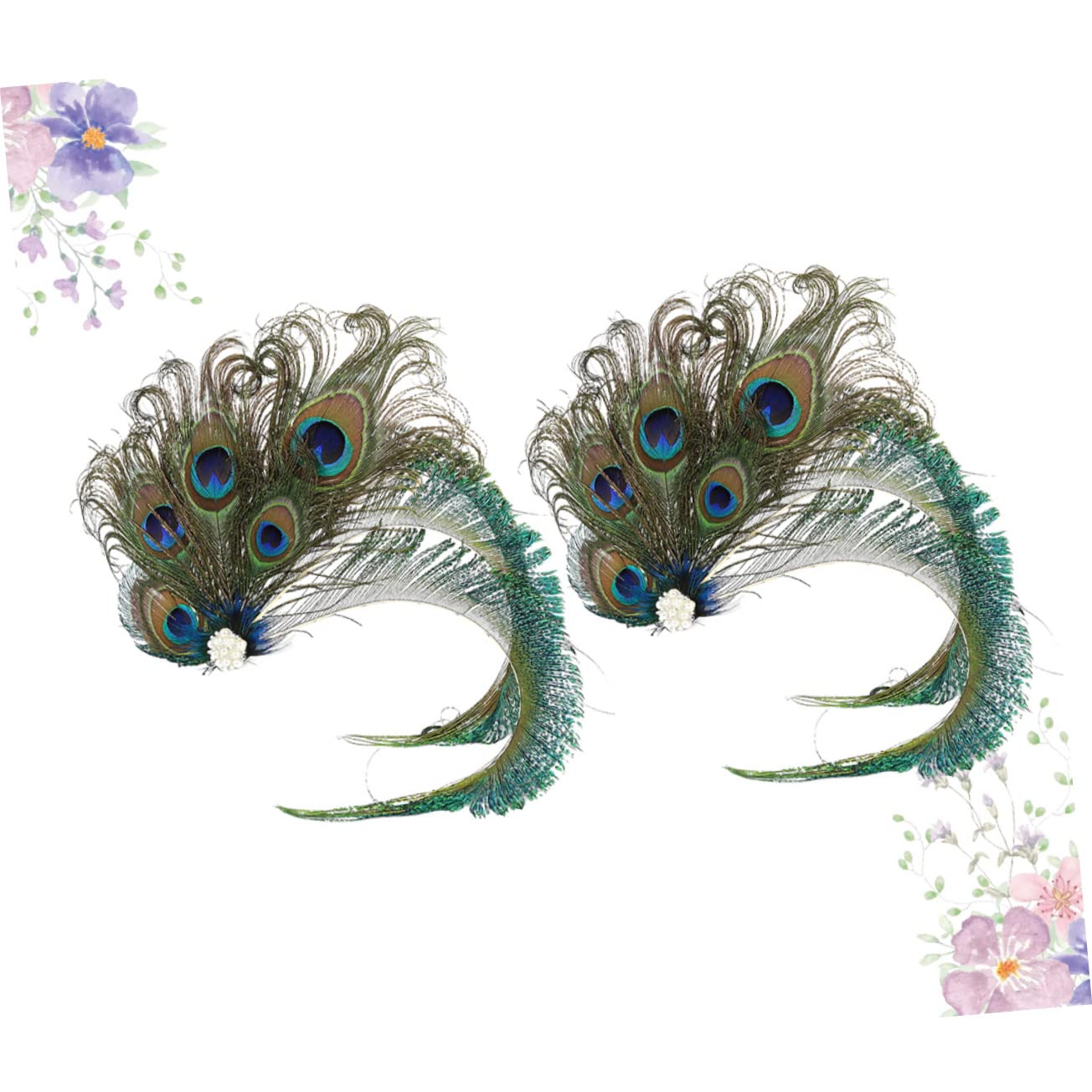 VALICLUD Horquillas de Novia 2 Piezas Plumas y Gemas de Imitación Sujetan el Cabello Elegantes Accesorios para Tocados de Boda