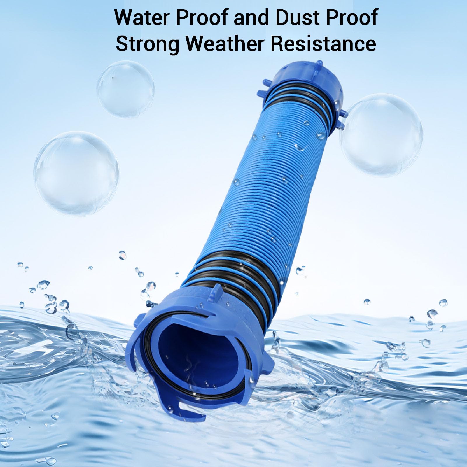 Kit Tubo per Scarico Camper 20 Ft con Gomito Trasparente a 90 | Tubo per acque reflue in TPE con adattatore 4 in 1, tappi terminali a prova di perdite, per serbatoio delle acque reflue