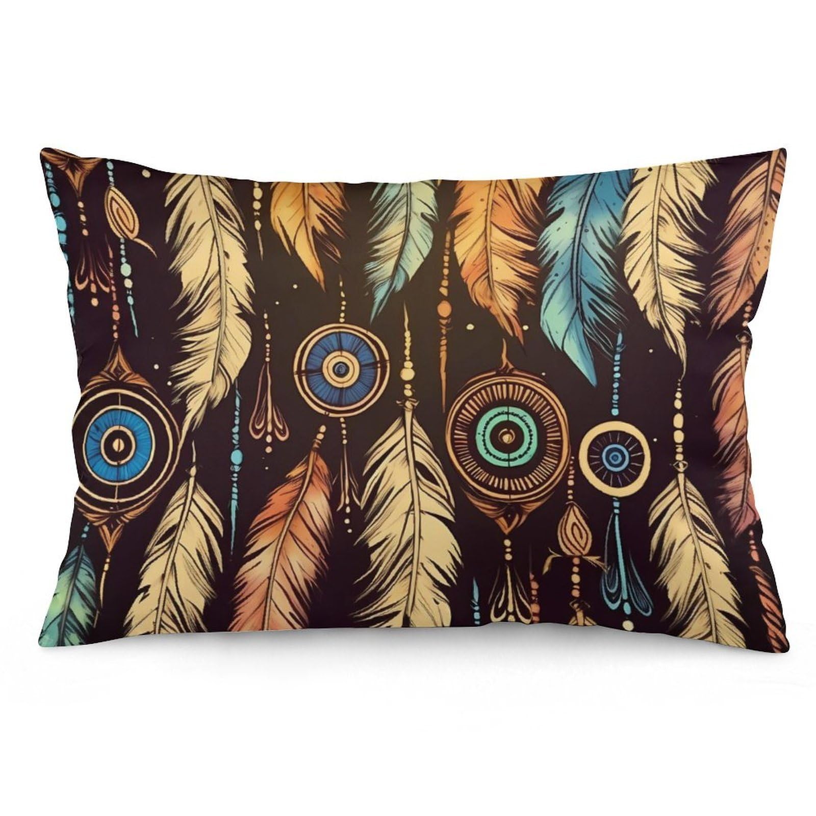 NTVOWPZO 2 Pack Decoration Throw Pillow Covers 20"x30" Pillowcases Covers Vintage Ethnic Tribal Feather Pillowcases Modern Farmhouse Home Decor Sofa Cushions Covers for Couch Bed Living Room