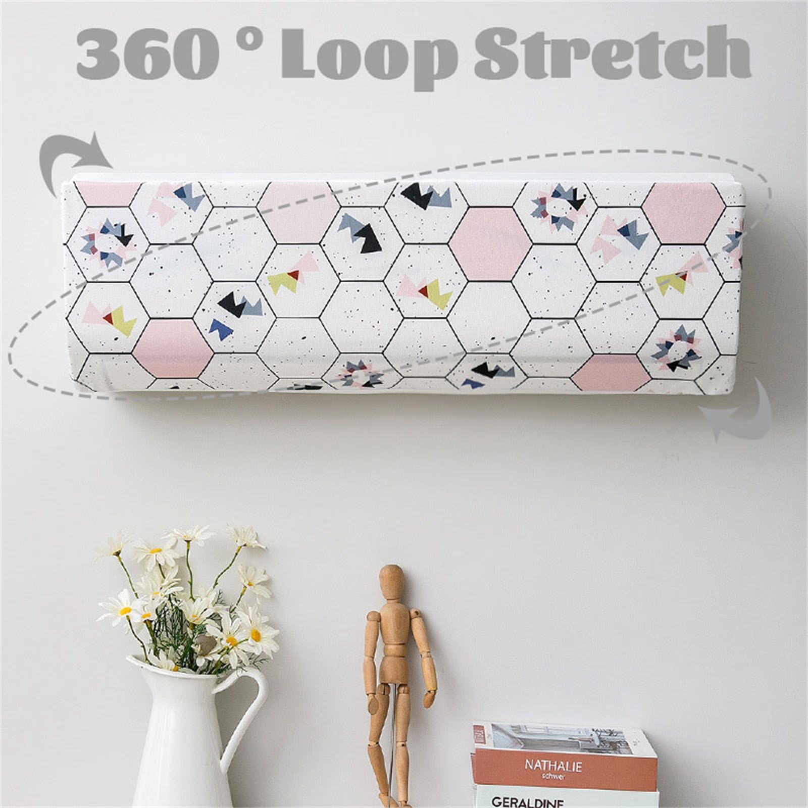 Funda para Aire Acondicionado Interior, Funda para Aire Acondicionado Pared Elástico Antipolvo para Pared Montaje Unidades Split Interior AC Cubiertas (Isla Azul,1P(77-82cm))