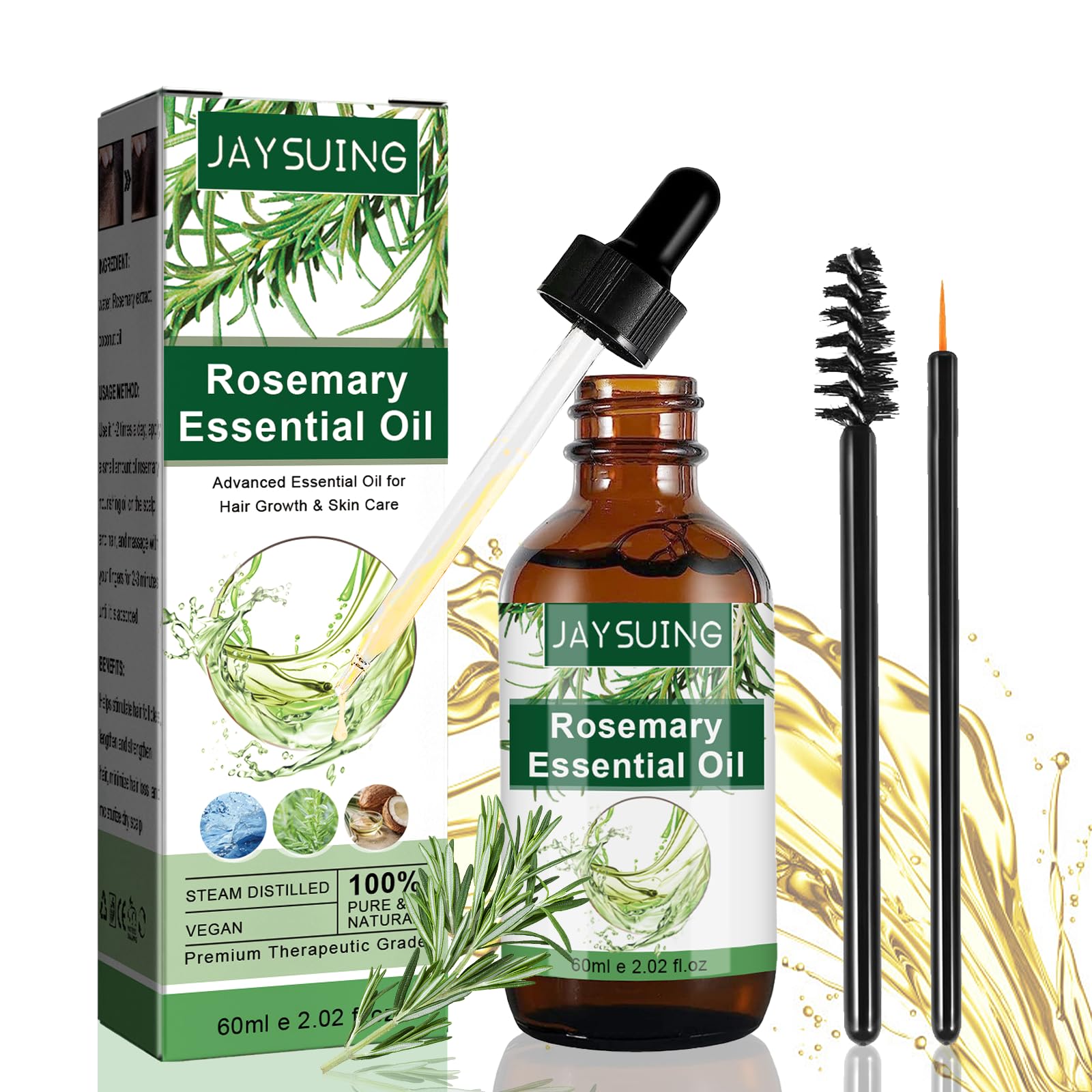 Aceite romero para cabello,aceite romero para crecimiento cabello,aceite ricino para cabello,aceite menta y romero,aceite para cabello romero,cejas y pestañas para cuidado la piel,aromaterapia 60ml