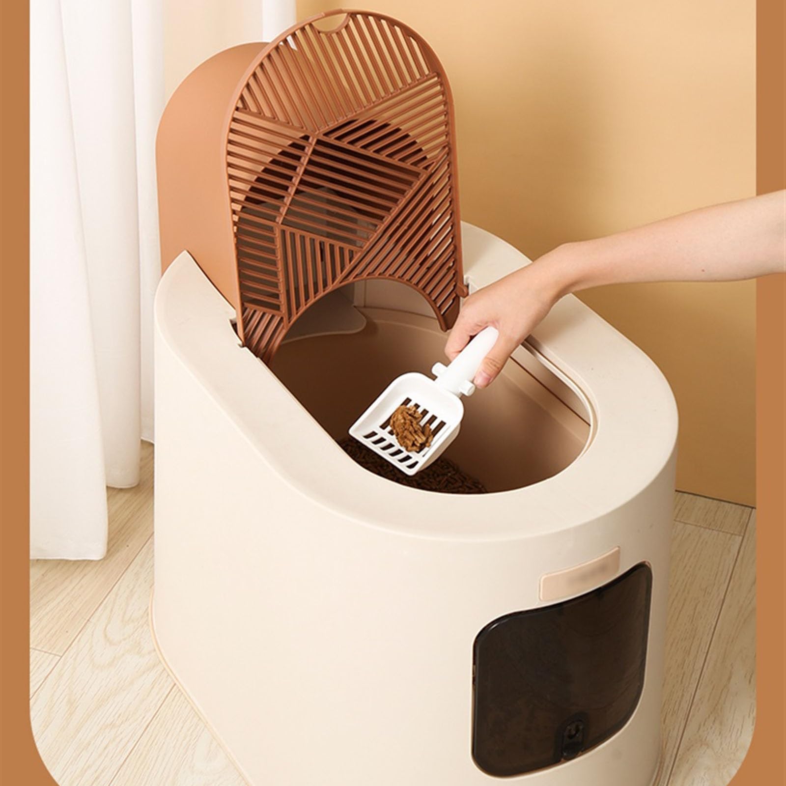 Exclusivo para Gatos y Perros Caja de Arena Grande for Gatos con Tapa, Bandeja for Cerrada y antisalpicaduras, Planta fácil Limpiar para Interiores(Blue)