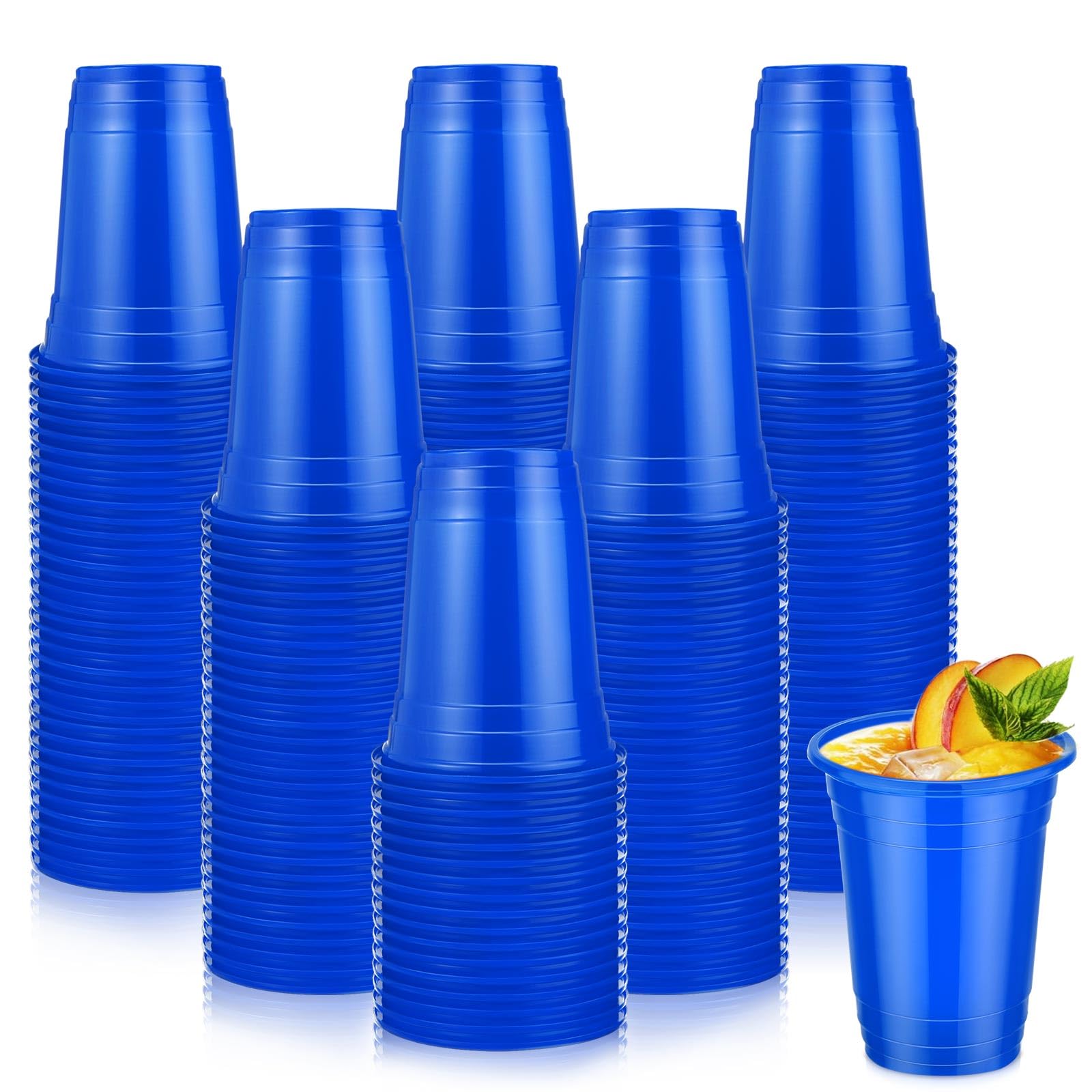 Lounsweer 100 Stück 473 ml Halloween Plastikbecher Trinkbecher Kunststoffbecher Halloween Party Supplies Becher Einwegbecher Wasserbecher für Graduierung Getränke Soda Grillen Picknicks (blau)