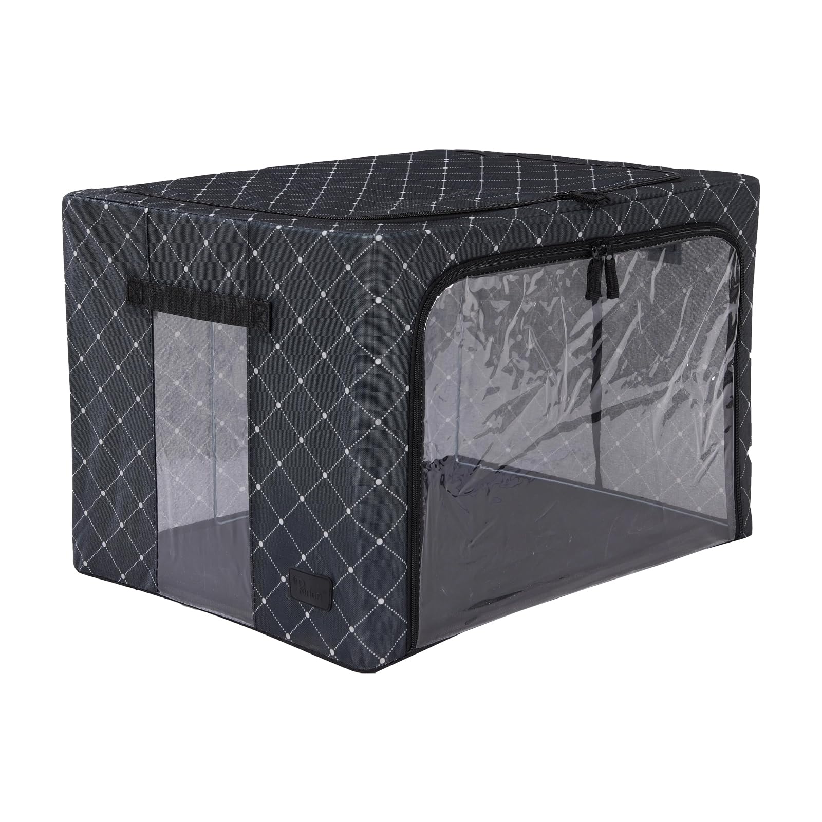 Periea ‘Beau’ Folding Collapsible Stackable Fabric Home Storage Boxes with Steel Frames (Black Grey Floral, Large) — view 53