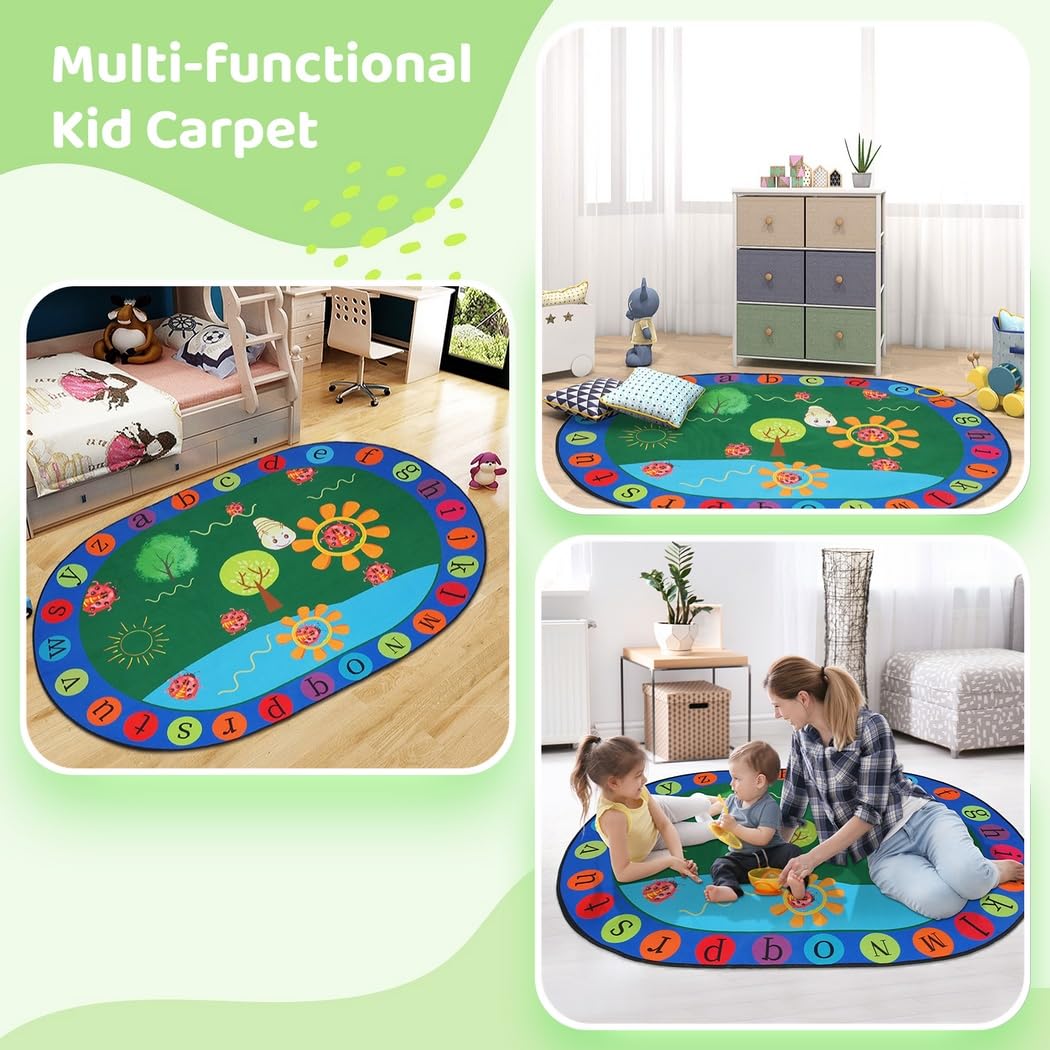 Generisch Alphabet-Lernteppich, Lehrteppich und Spielmatte mit bunten Mustern, Groß- und Kleinbuchstaben, rutschfeste Unterseite für Spielzimmer und Schlafzimmer, 47 x 31 Zoll
