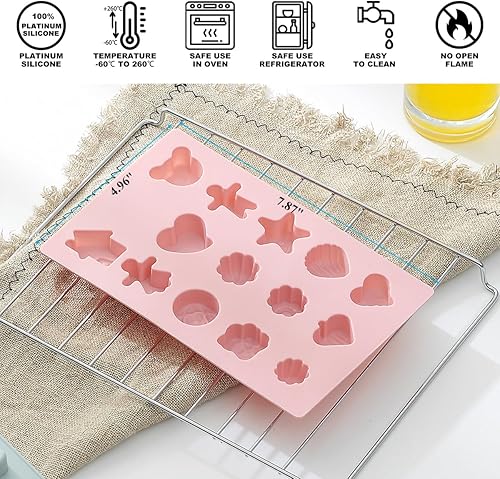 Miniatura 2 de Verdental 2 moldes de silicona antiadherente para hornear, para dulces, malvaviscos, gelatina, gomitas, bandejas de hielo, jabón, decoración de