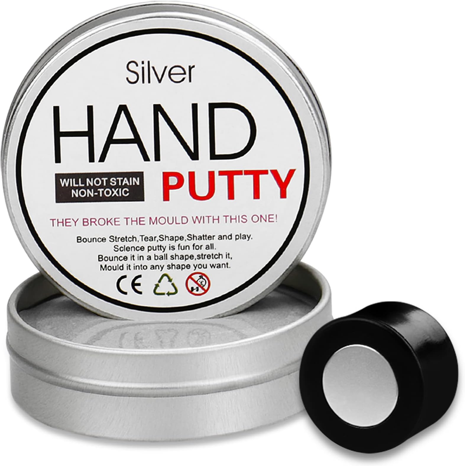 Magnetic Slime Putty, Magnetic Space Putty Slime with Upgraded Magnet Toys, Fidget Toy Stress Reliever Puddy for Kids Adults Toys for Christmas Birthday Gifts Stocking Stuffers (1 Pack, Silver)