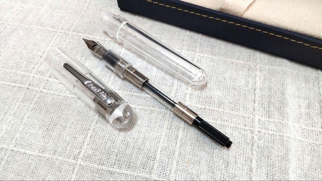 Conklin✒万年筆 オールアメリカン ✒透明軸×シルバー/EF 極細✒