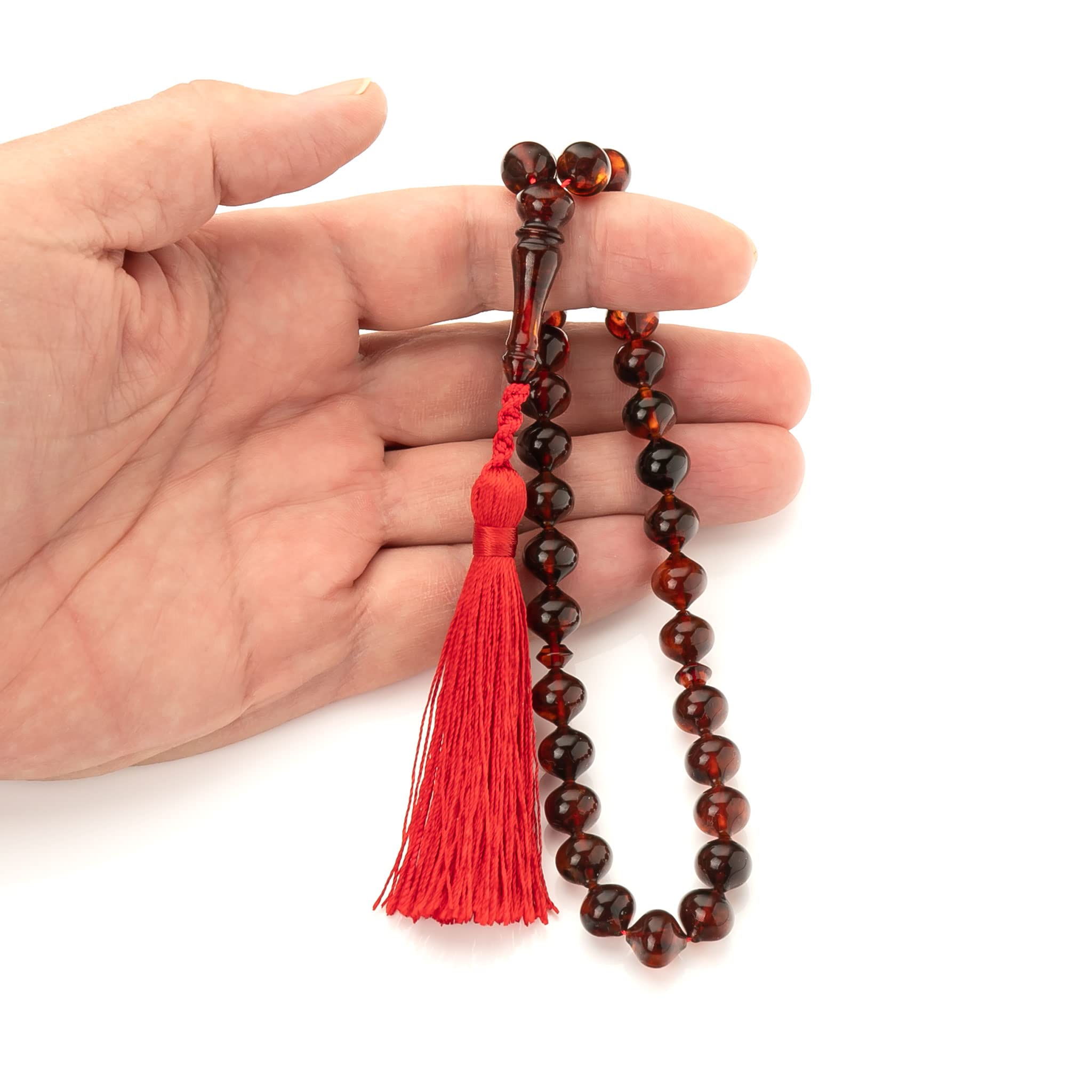 Amber Tasbih|Ręcznie robione|Bursztynowy Różaniec Muzułmański| Islamskie Koraliki Modlitewne,18g|Bernstein Tasbih|Bernstein Rosenkranz|Kahrman|Muzułmański Prezent