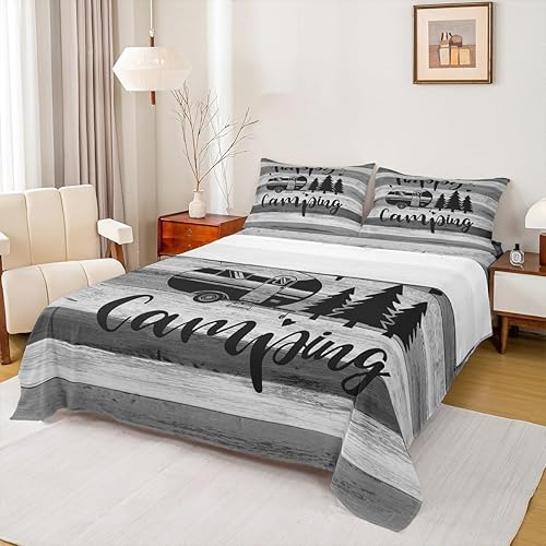 Miniatura 5 de Juego de sábanas para cámper tamaño matrimonial para niños y niñas, sábanas de madera para adolescentes de Happy Camping Farm, accesorios de
