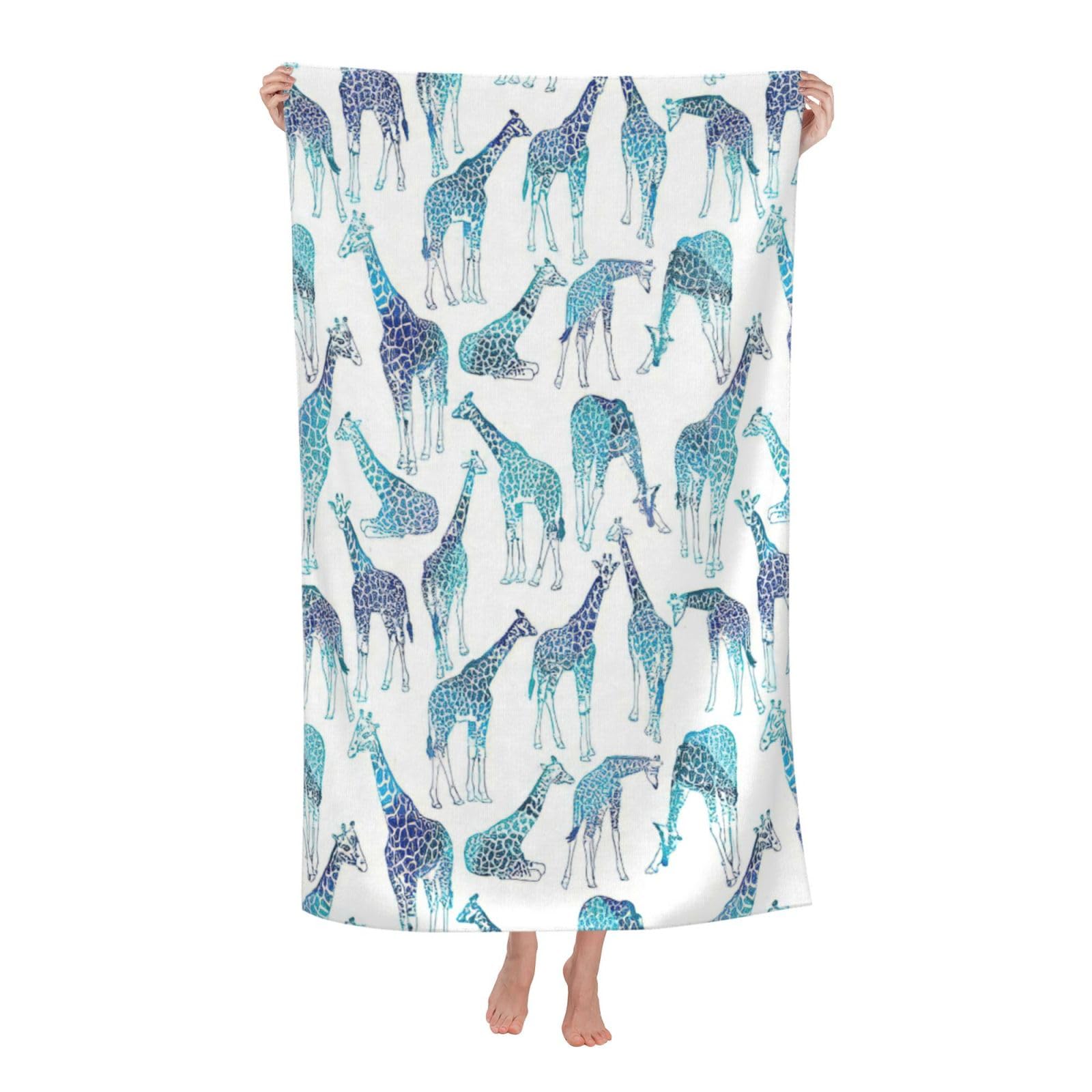 NImongt Giraffe Pattern Print Oversized Adult Beach Towel For Travel Weekend Getaways Festivals Camping Trips