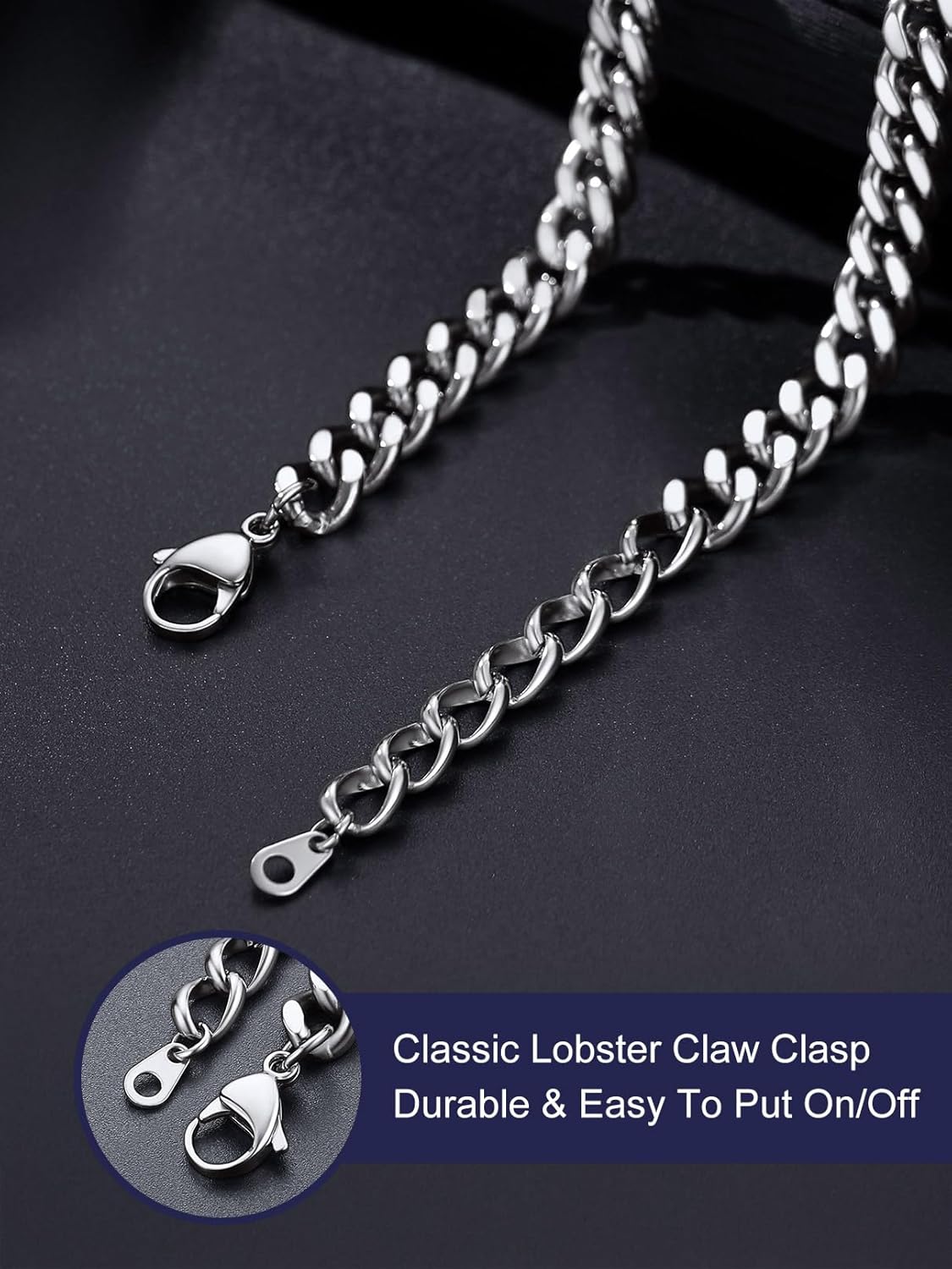 Bandmax Barbed Wire Cuban Chain Necklace for Women Men Stainless Steel/Black Thorns Choker Necklaces 16 Inch-22 Inch Punk Emo Chains Jewelry -Gift Packed - Image 3