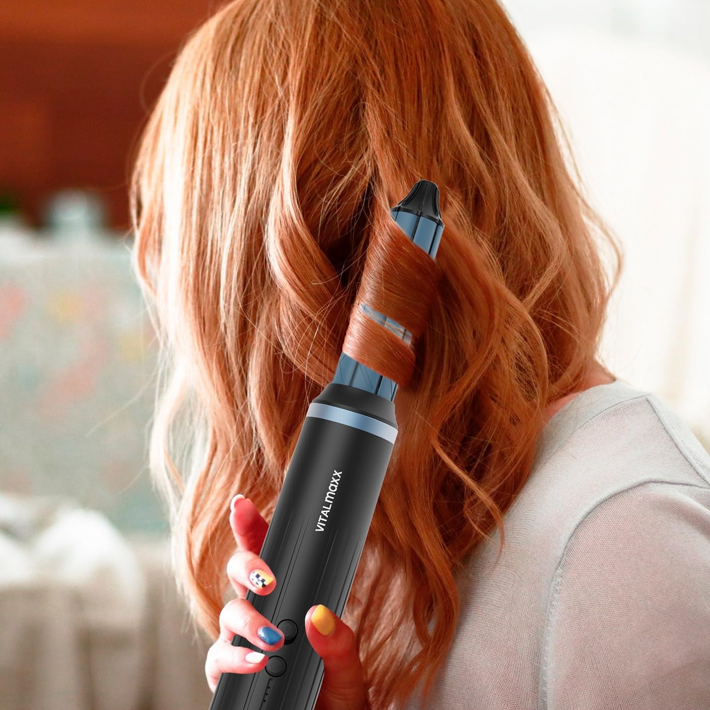 VITALmaxx Air Curler Plus 6-in-1 | Technique innovante de flux d'air | Multi-Styler avec boucleur, sèche-cheveux, brosse à enduire & diffuseur - Sécher, coiffer, créer des boucles | 1500W [Noir]