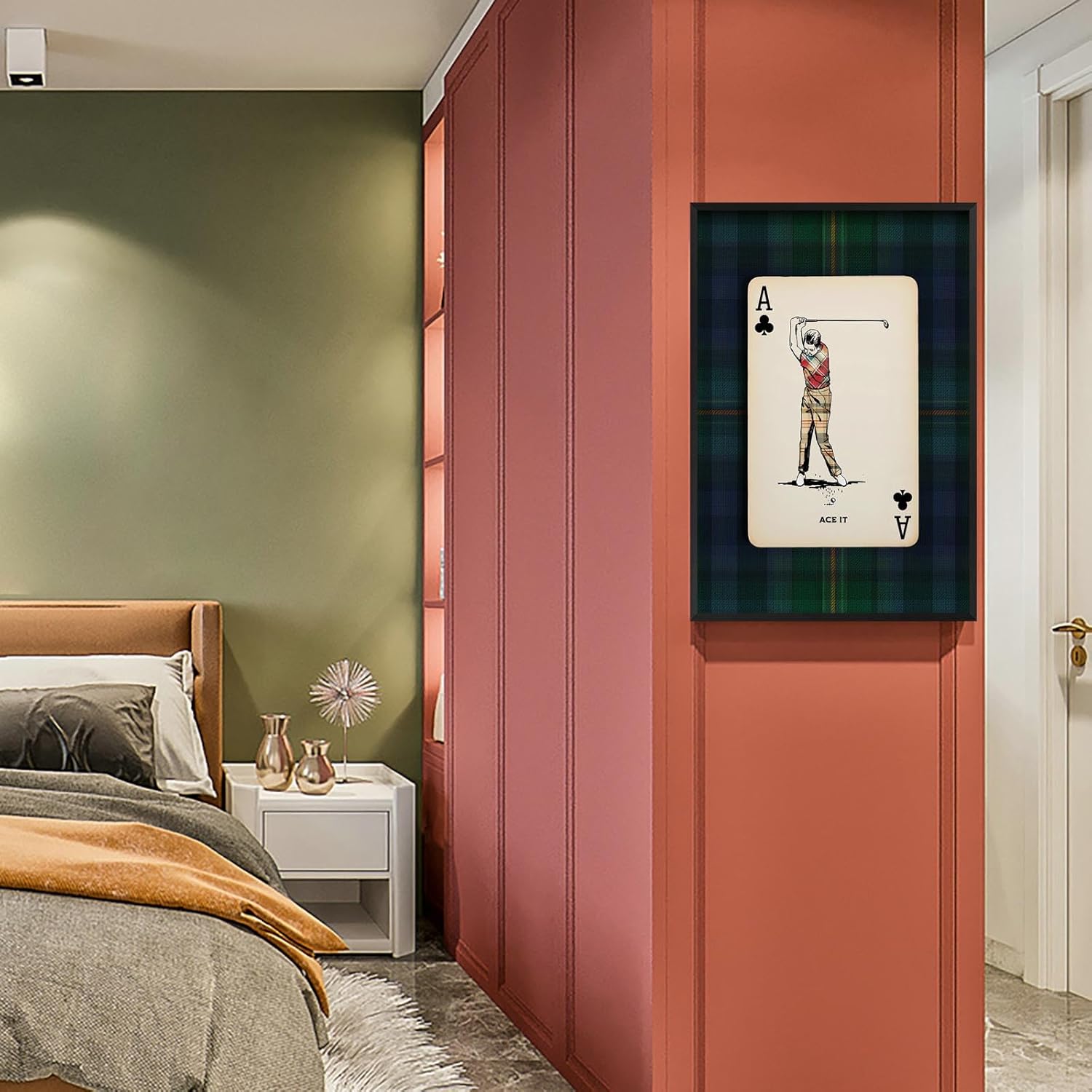 Vintage Navy Plaid Golf Canvas Posters Trendy Playing Card Wall Art Country Club Preppy Golfer Prints Painting For Living Room Bedroom Dorm Wall Decor 8x12in Unframed - Image 6