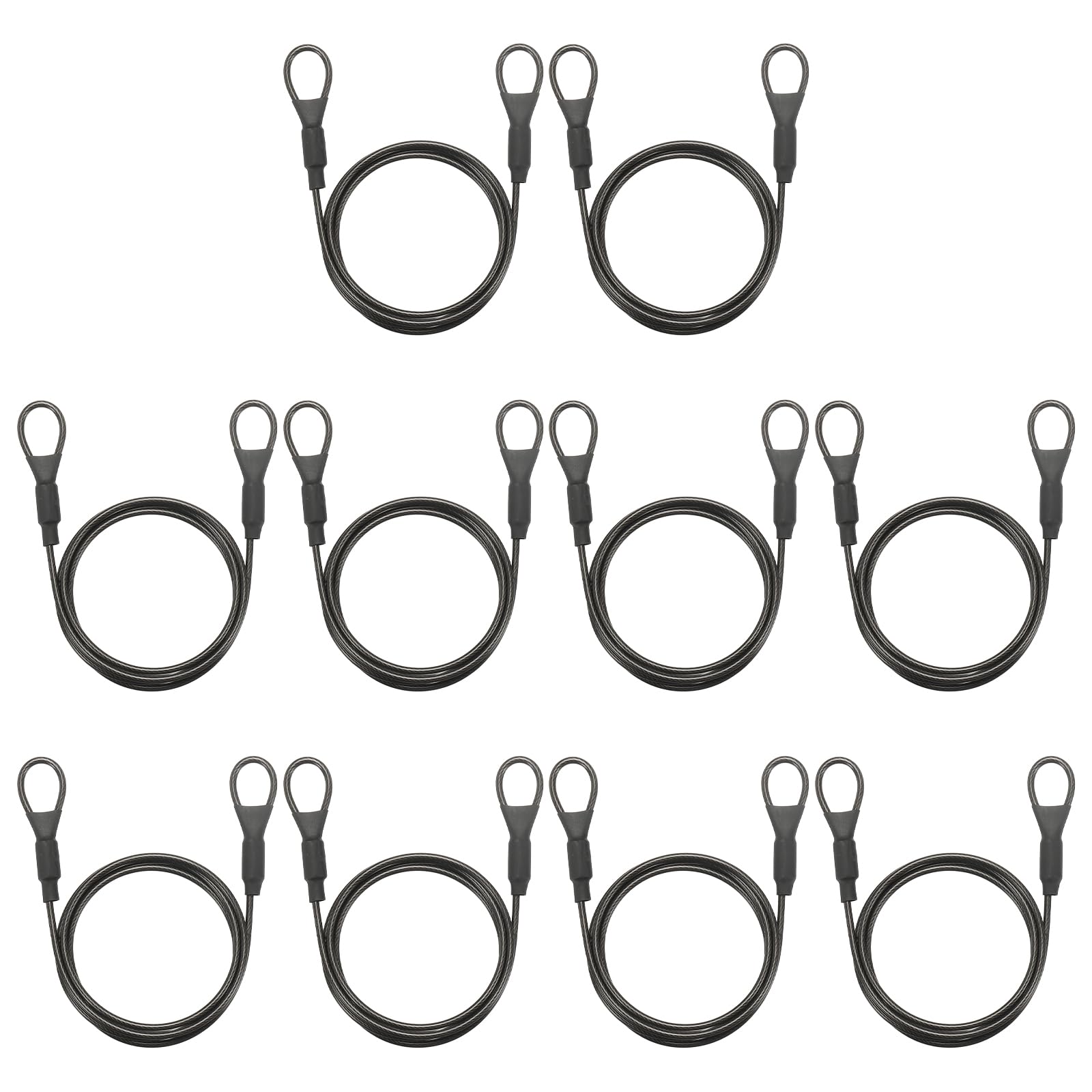 PATIKIL Security Cable Lock (3/32" Dia 3.3ft, Gray)(10Pcs) Vinyl Coated Galvanized Steel Flexible Wire Rope Safety Cable Luggage Lock with Double Loops Suit for - Outdoor/Travel/Hanging โ image 1