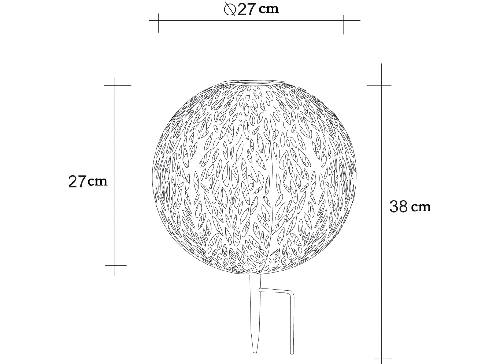 meineWunschleuchte LED Solarkugeln aus Metall im 2er SET - Ø 27cm – effektvolle Lichtspiele durch Ornamente
