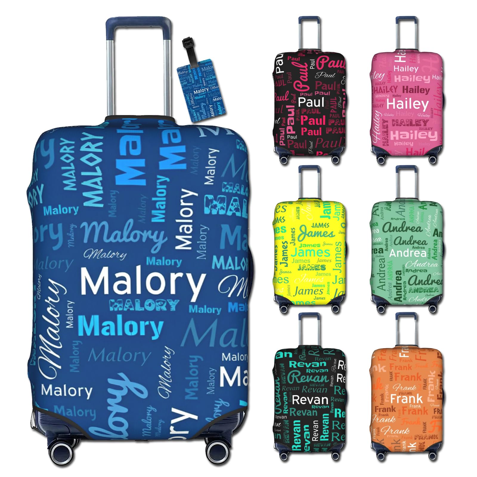 LLLGSH Custom Luggage Cover - Personalised Travel Suitcase Protector - Design Your Photo/Text/Logo Luggage Protector - Customize Elastic Suitcase Cover - Washable Anti-Scratch Baggage Covers