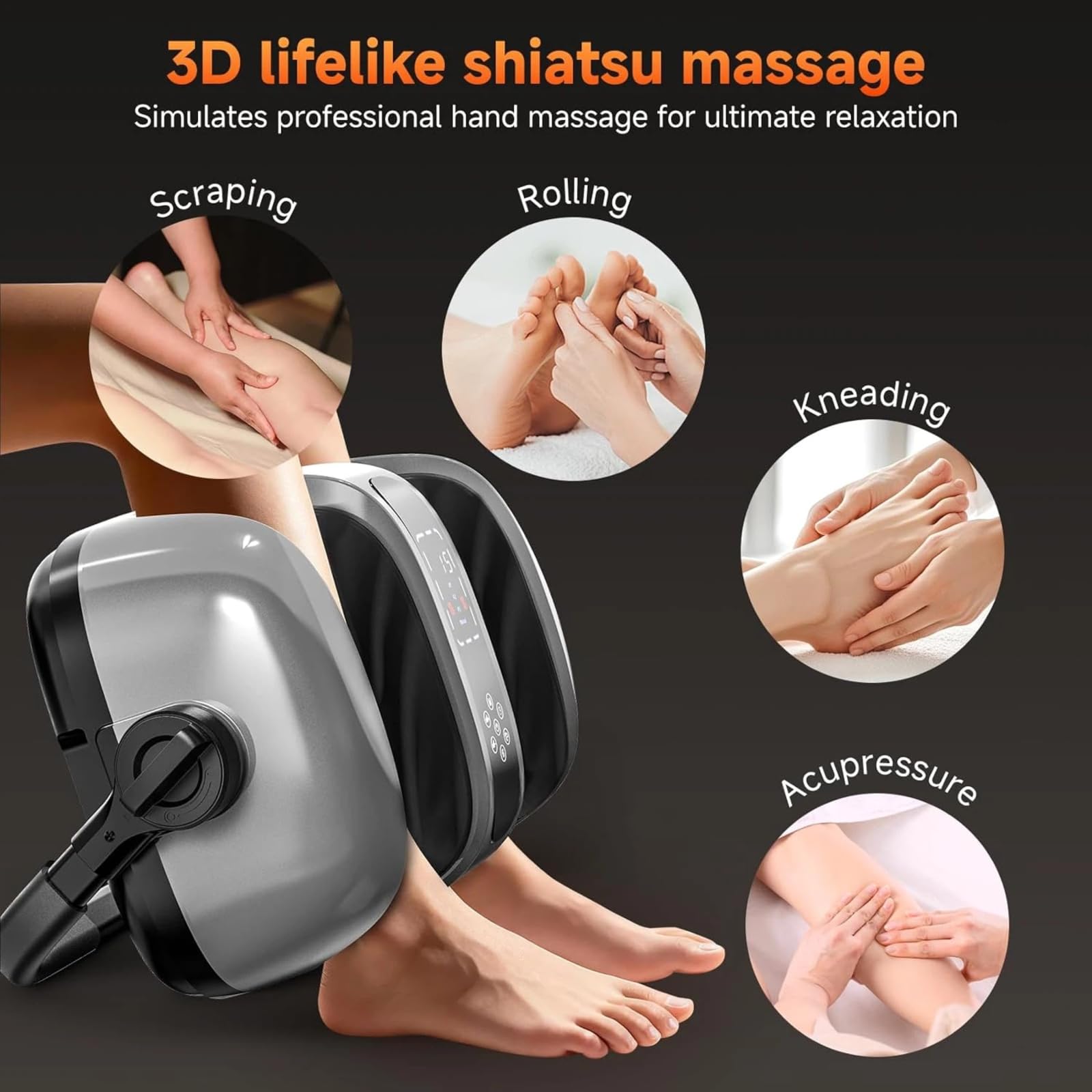 Masajeador de piernas y pies con calor, masaje Shiatsu 3D para fascitis plantar y aliviar el dolor de artritis, control remoto ajustable, para atletas, oficina y trabajadores de pie
