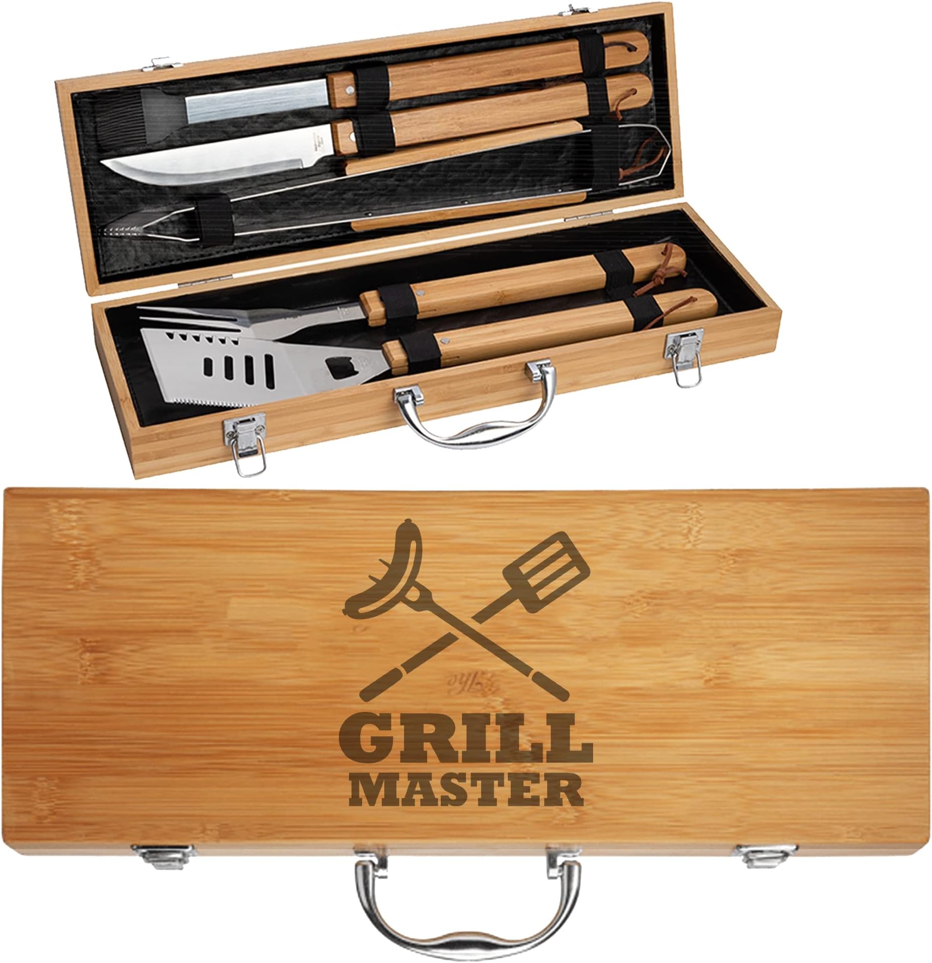 Gift for Dad - Personalized Grilling Tools BBQ Set Ideal for Fathers Who Love to Grill - from Son, Daughter to Grill Master Daddy, Stepdad Grandpa