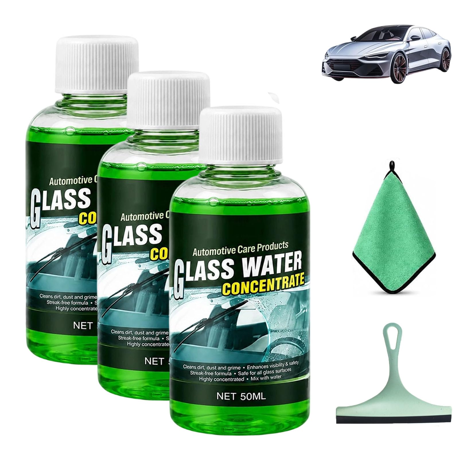 Concentré Nettoyant Pour Vitres Automobiles, 50 Ml (3PC)