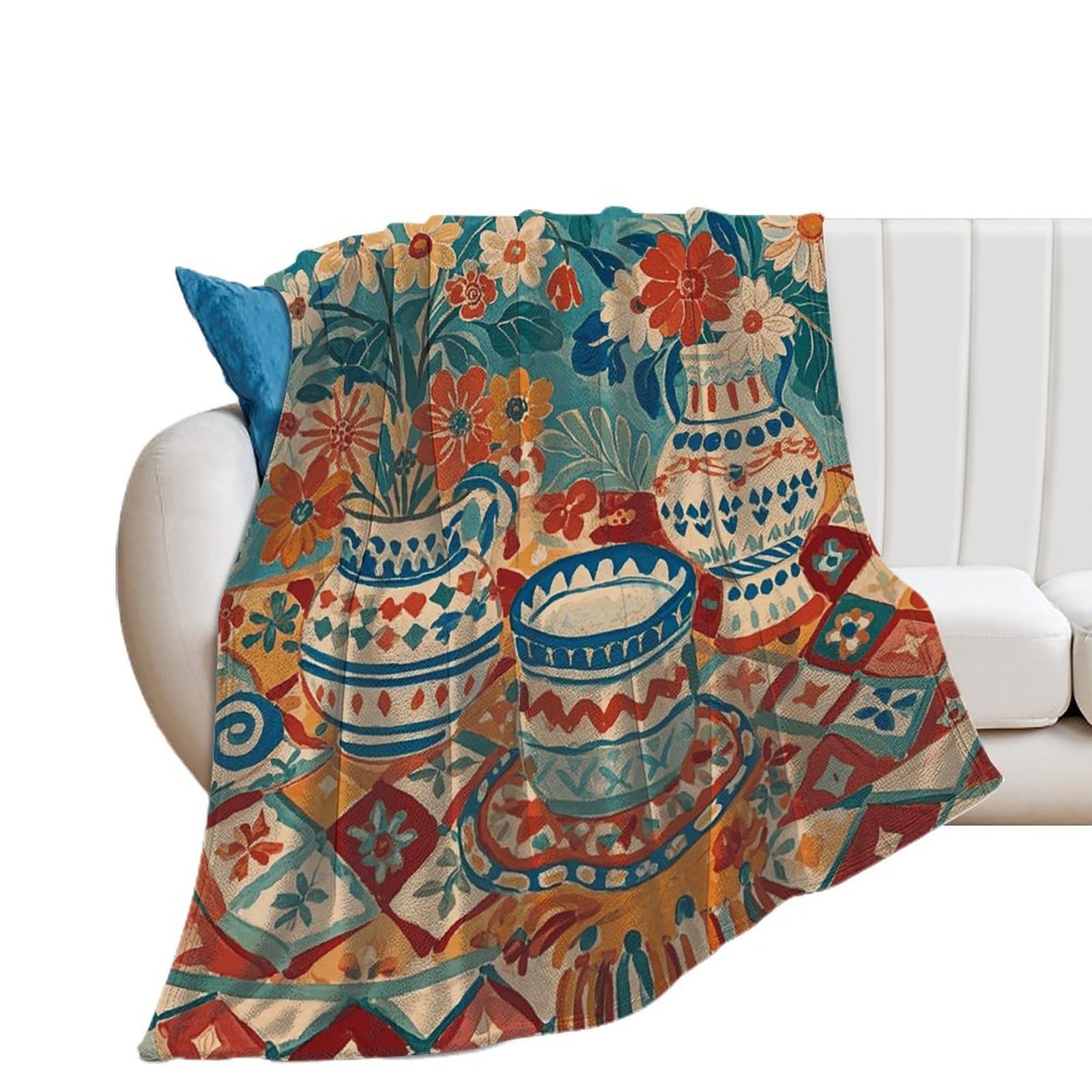 Couverture de lit bohème flanelle chaude jeté de canapé grand plaid 152x203cm