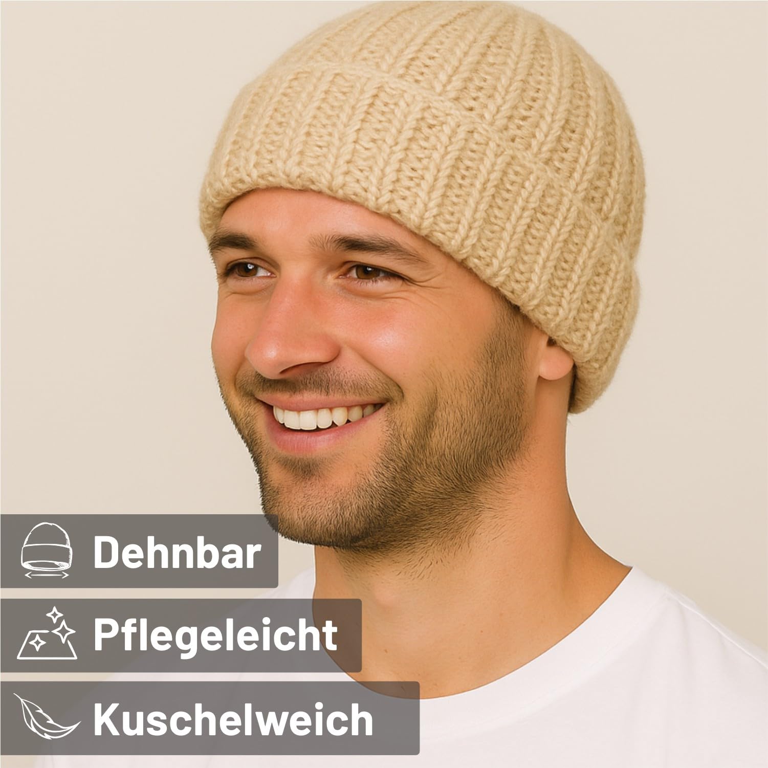 HANSA-FARM |Dicke Baby Alpaka Mütze - warm und leicht aus 80% Baby Alpaka - Made in Germany