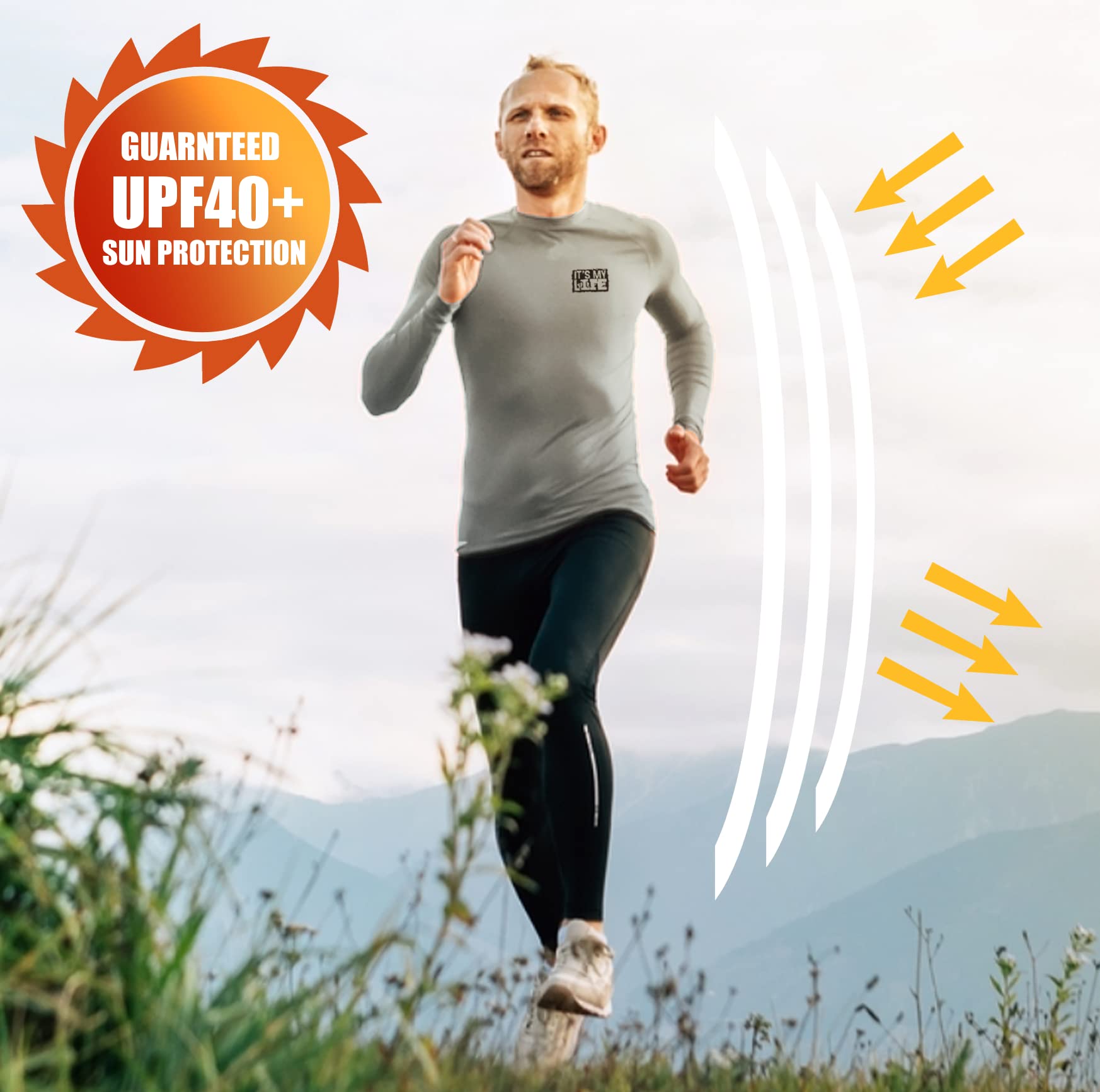 It's My Life Męska koszulka z długim rękawem, 100% poliester, wygodna i miękka, ochrona przed słońcem UPF 40+, do uprawiania sportu i aktywności