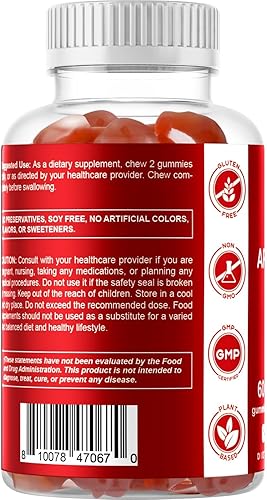 Miniatura 8 de Vitamatic Gomitas de vinagre de sidra de manzana, 1000 mg por porción, 60 gomitas veganas, gomitas ACV para desintoxicación, apoyo para la pérdida