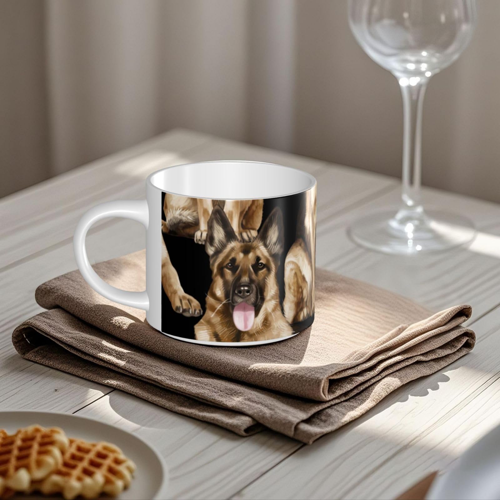 Kubki ceramiczne o dużej pojemności z nadrukiem owczarka niemieckiego polecany kubek do kawy
