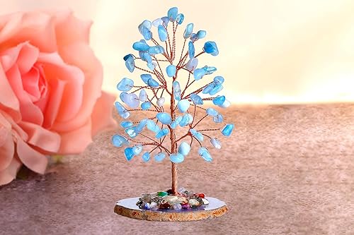 Miniatura 3 de QINJIEJIE Aguamarina cristales curativos para decoración de árbol de piedra natural, piedra preciosa de árbol de ágata Reiki, base de rodajas de