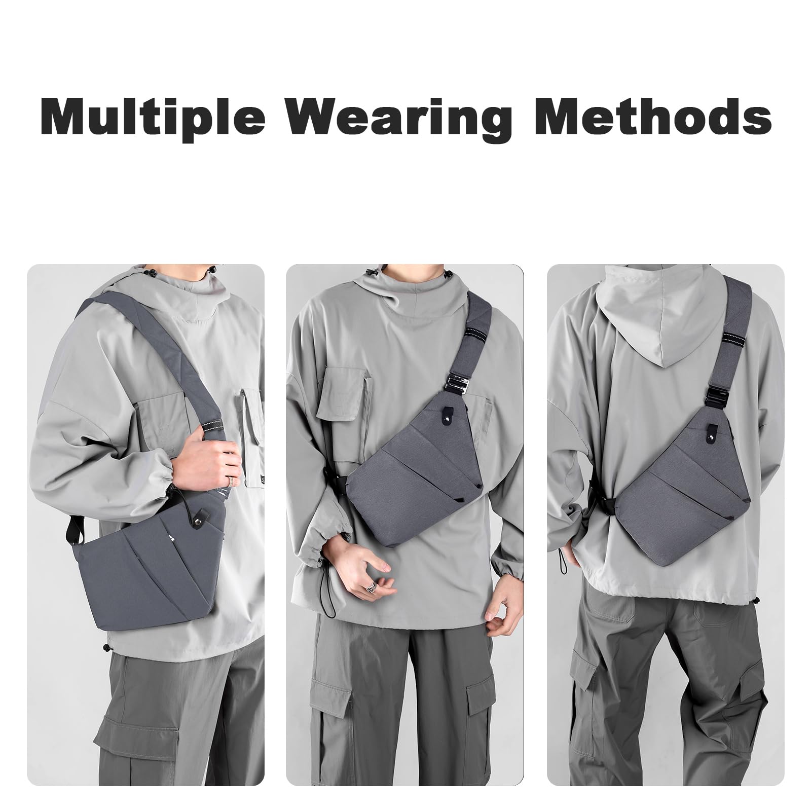 Borsa da viaggio antifurto, monospalla di grande capacità, borsa a tracolla al petto, alla moda, leggera, per viaggi e sport