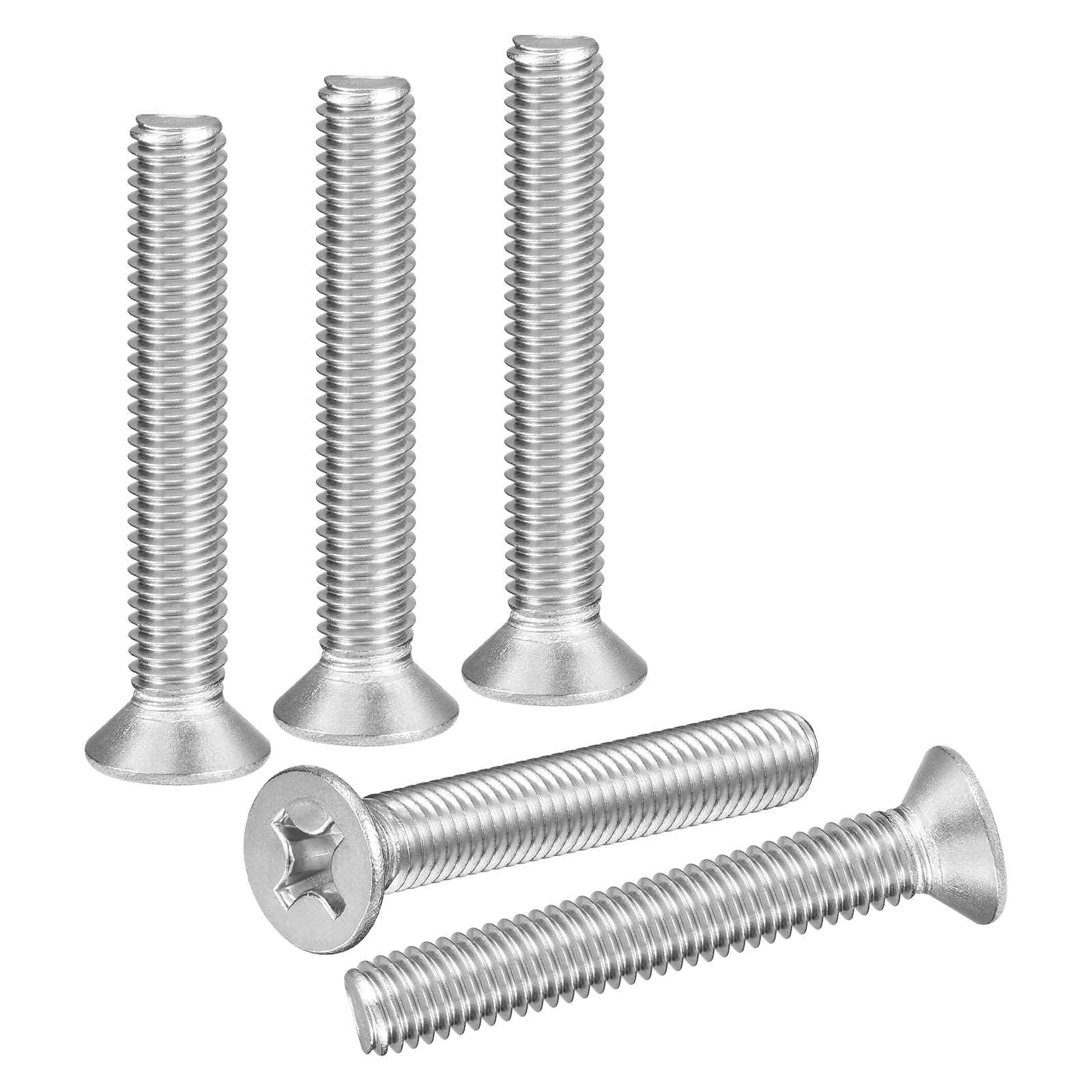 DTGN M6-1x40 Flat Head Countersunk Machine Screws - 30pcs - Good for Furniture and Machinery - 304 Stainless Steel Phillips Machine Screws Bolts - Silver