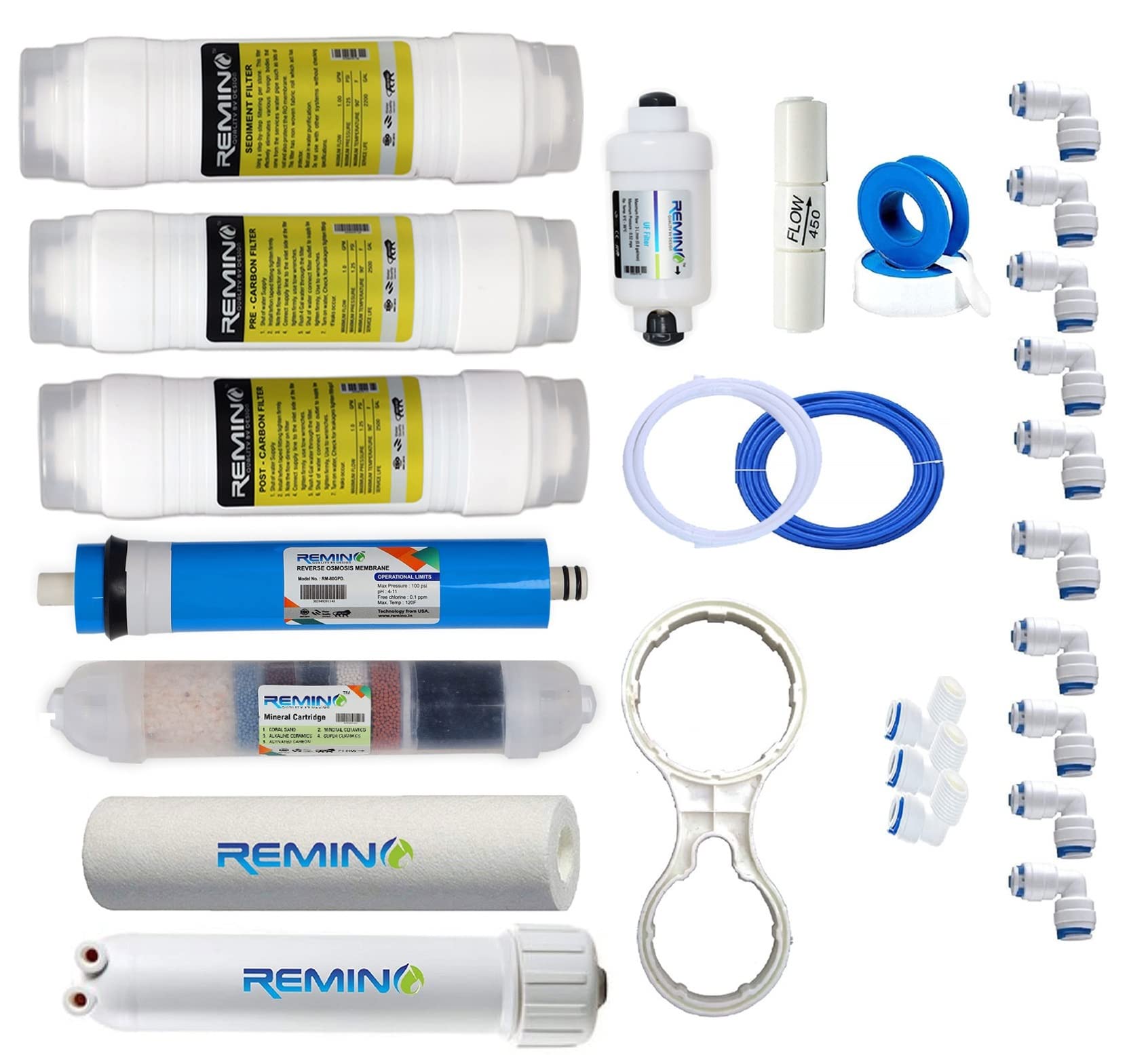 Remino RO Service kit with Membrane of Carbon and Sediment Filter, 80 GPD Membrane, Mineral, UF Membrane (B0B2599HY8) Amazon Price History, Amazon Price Tracker