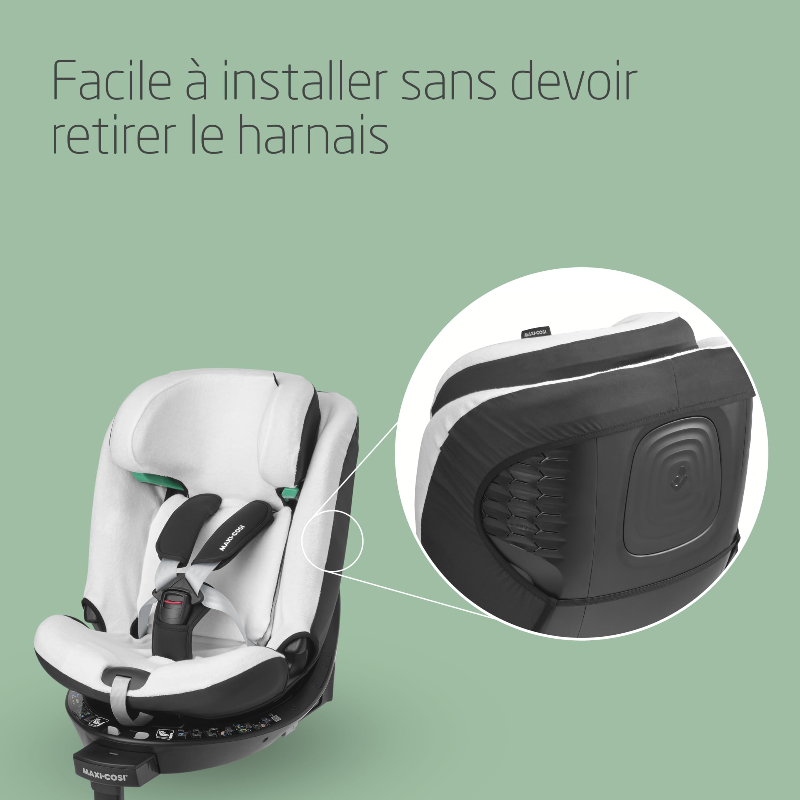 Maxi-Cosi Housse de siège-auto en coton biologique pour Emerald 360 S, Housse de siège-auto pour bébé, Matériaux doux, respirants et absorbant l'humidité, Lavable en machine, Blanc naturel