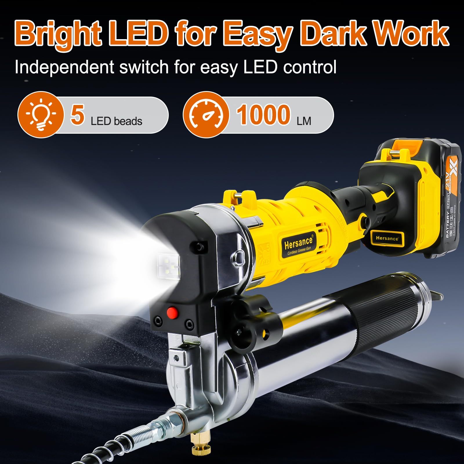 Mophorn Pistolet à Graisse Sans Fil , 20 V, 10 000 PSI, Tuyau De 39 Po Kit De Pistolet A Graisse Electrique Haute Pression Avec Batterie Chargeur Etui De Transport Noir 85593317