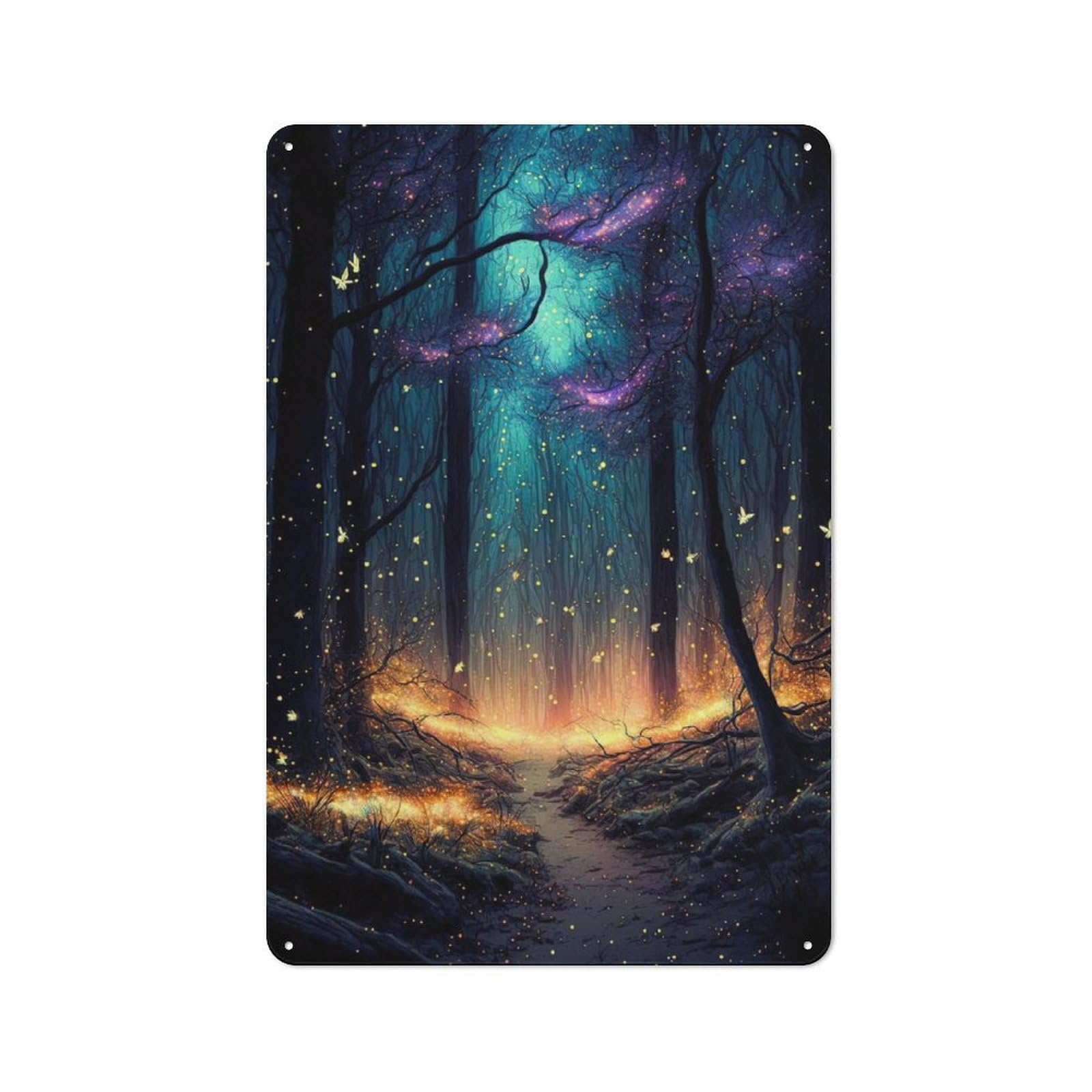 Junmoney Magic Trees Rustic Tin Sign 30X20cm For Living Room Or Hallway, A Metal Wall Feature For Living Rooms And Hallways