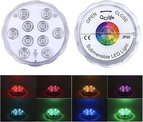 Miniatura 5 de Luces LED sumergibles con control remoto, batería incluida, luz impermeable RGB multicolor cambiante para piscina, base de jarrón, spa, acuario,