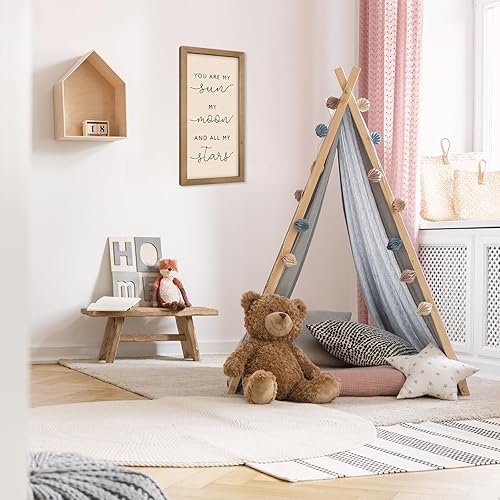 Miniatura 6 de pechpell Arte de pared de guardería de 11.8 x 5.9 pulgadas, letrero de madera, decoración de pared de habitación de bebé, You are My Sun Moon and