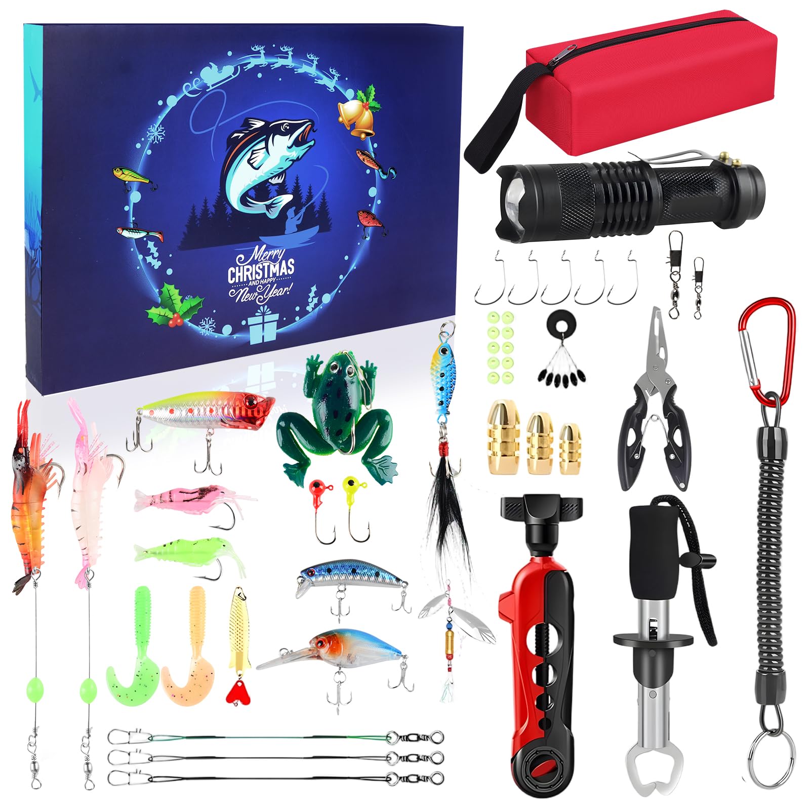 Calendario de Adviento 2025 Pesca Hombre - 24 Días Navidad con Señuelos y Herramientas Regalos