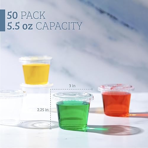 Miniatura 3 de Galashield 50 juegos de 55 onzas Vasos de gelatina con tapas  Tazas de salsa tazas de porciones recipiente de aderezo  Pequeños recipientes de