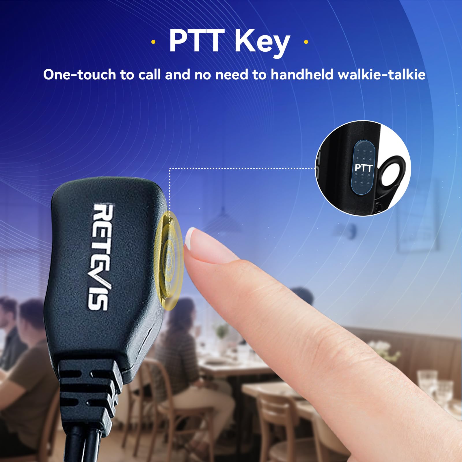 Retevis Pinganillo Walkie Talkie, Walkie Talkie Auriculars Auricular Transparente Antirruido con PTT, Compatible con eSynic Baofeng Kenwood RT24 RT27 RT619 RT668 RT5R(10 Piezas) — view 2