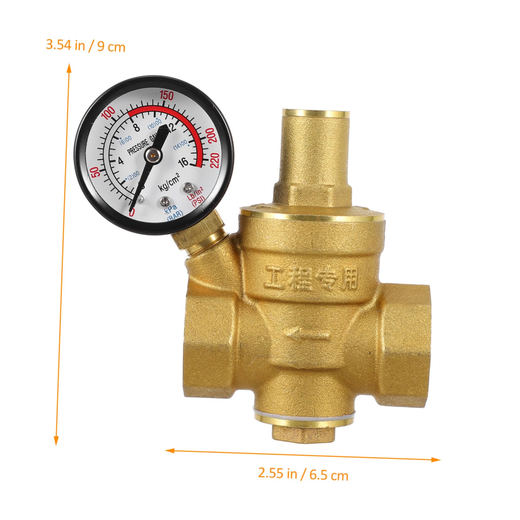 Gadpiparty Full Copper Brass Pressure Regulating Valve Dn20 3/4 Inch Pressure Reducer Gauge Water Pressure Regulator for Faucet Solar Energy Purifier