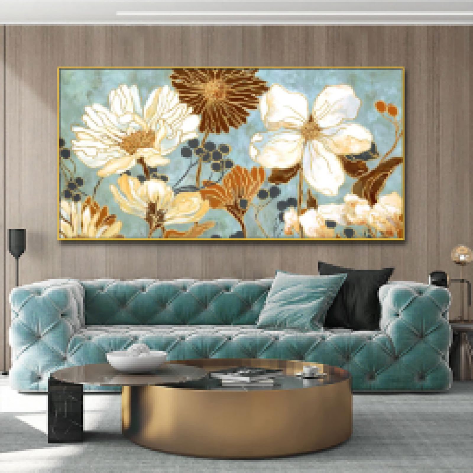 HYFBH Quadro moderno Quadro con cornice Pittura ad olio Foto di paesaggi Pittura su tela per soggiorno Wall Art Home Decor Quadro 40X50CM Immagine di fiori