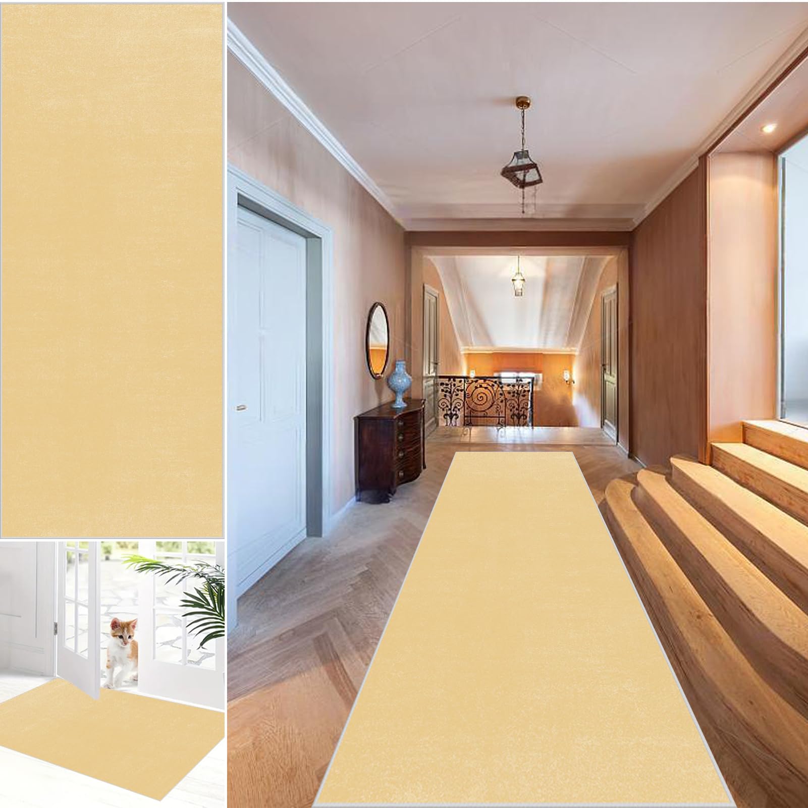 Fjhaeuo Carpet Runner for Hallway Non Slip Long Kitchen Runners Large Rugs Living Room, Short Pile Washable Rug Area Rugs for Bedroom Dining Room bathroom sink carpet 50 x 120 cm