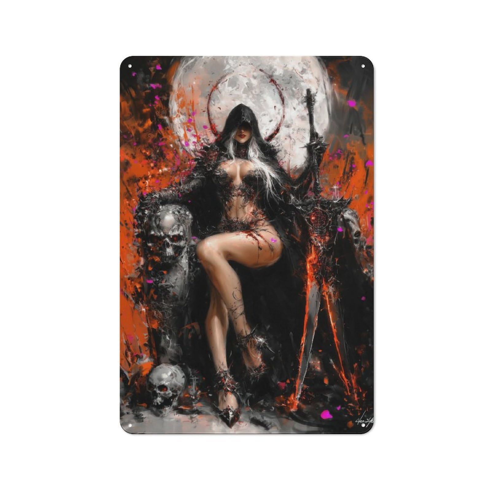 Junmoney Dark Majesty Throne Of Shadows Retro Metal Wall Sign 30X20cm With For Bar Or Restaurant, A Housewarming Gift For Hospitality Decor Collectors