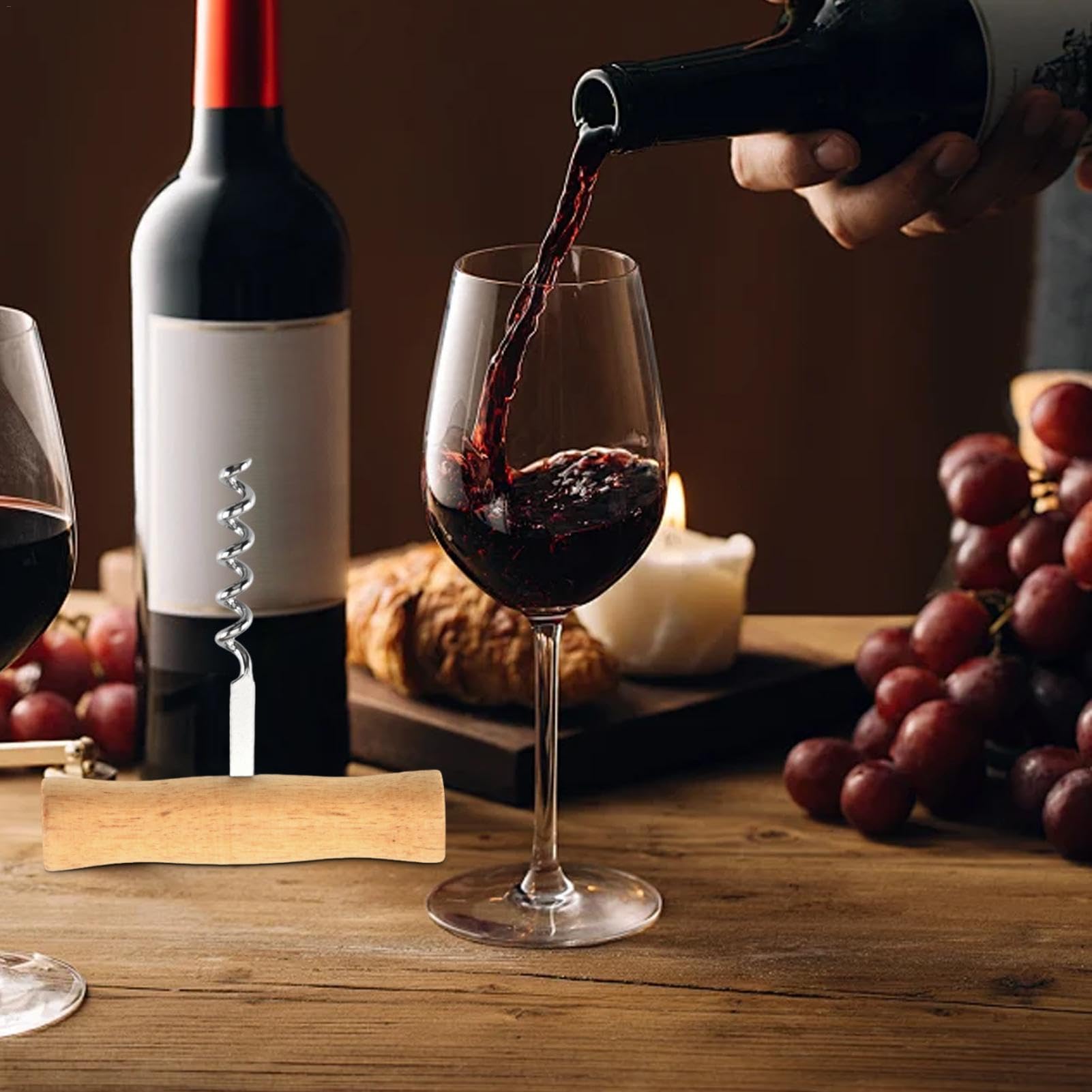 Amazon | 木製ハンドルコルクスクリュー | ワインボトルオープナー