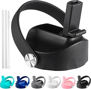 Straw Lid Compatible with 12 16 18 32 40 oz Wide Mouth Hydro Flask, Lids with Straw for Water Bottle Accessories, Replacement Straw Cap with Flex Handle for Hydroflask