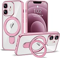 Vista 112 de Funda compatible con iPhone 12 con soporte de anillo magnético invisible [compatible con Mag-Safe] [Protector completo de lente de cámara] Funda